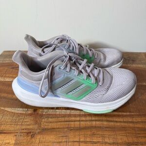 Adidas Bounce Gray and Green Athletic Shoes, Womens 8.5